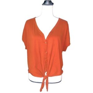 BOBI Burnt Orange button down top with tie